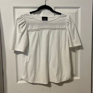 White Polka Dot Short-Sleeved Top